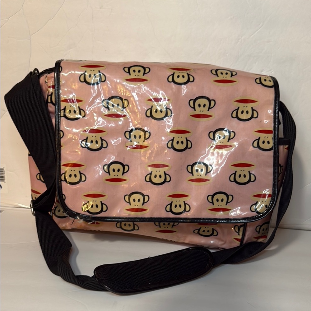 Paul Frank Pink Monkey Print Messenger diaper Bag